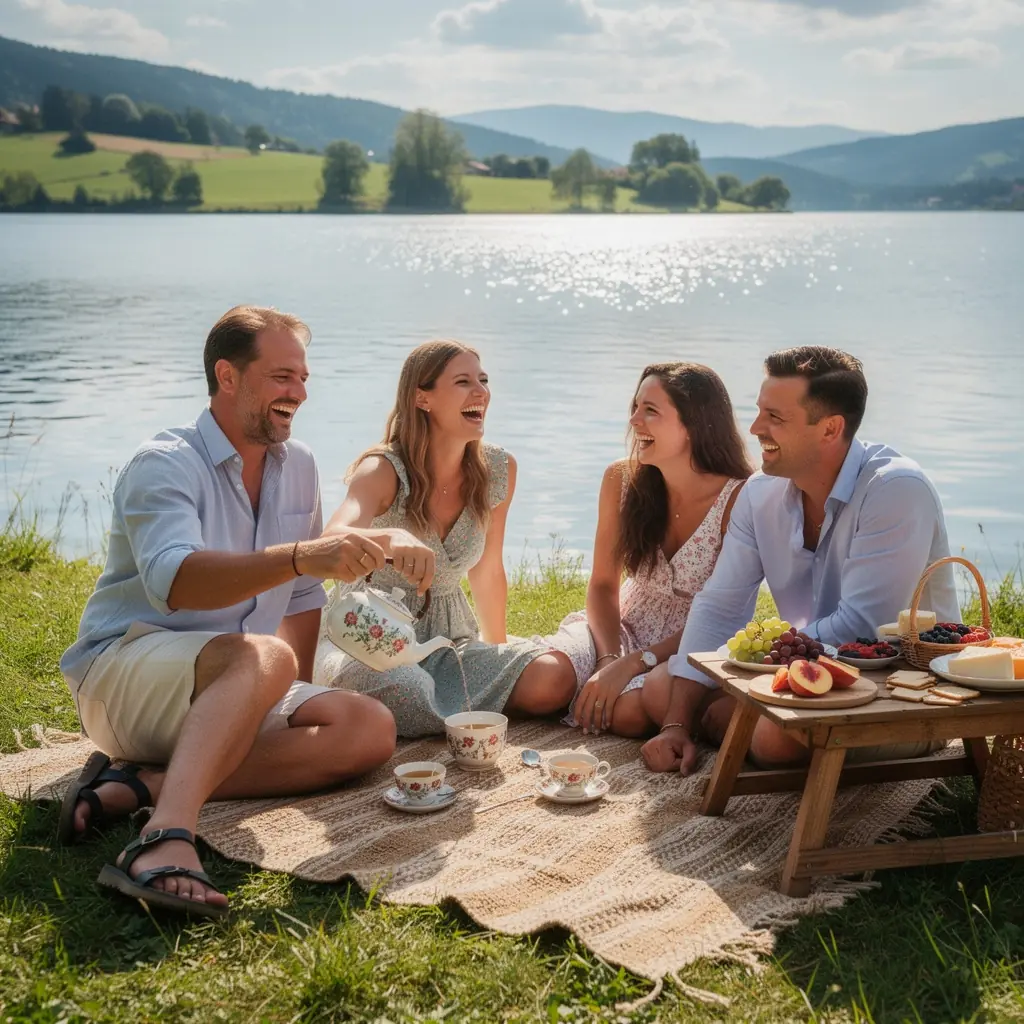 Sklenená šálka s bledým čajom a čerstvými púčikmi okolo.