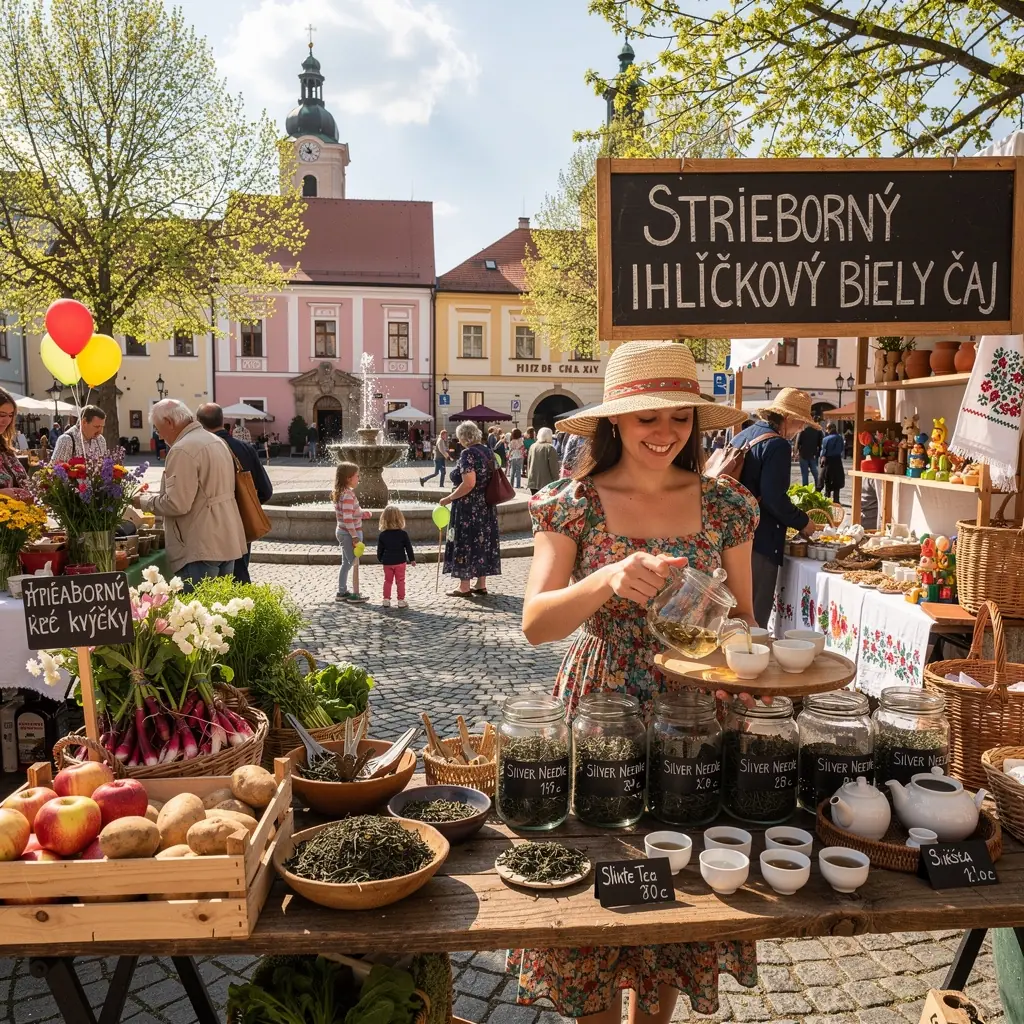 Chvíľa pokoja s šálkou bieleho čaju Silver Needle a kvetinovou dekoráciou.