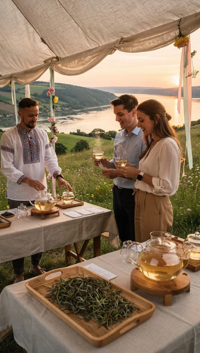 Detailný pohľad na varenie bieleho čaju v sklenenej kanvici.